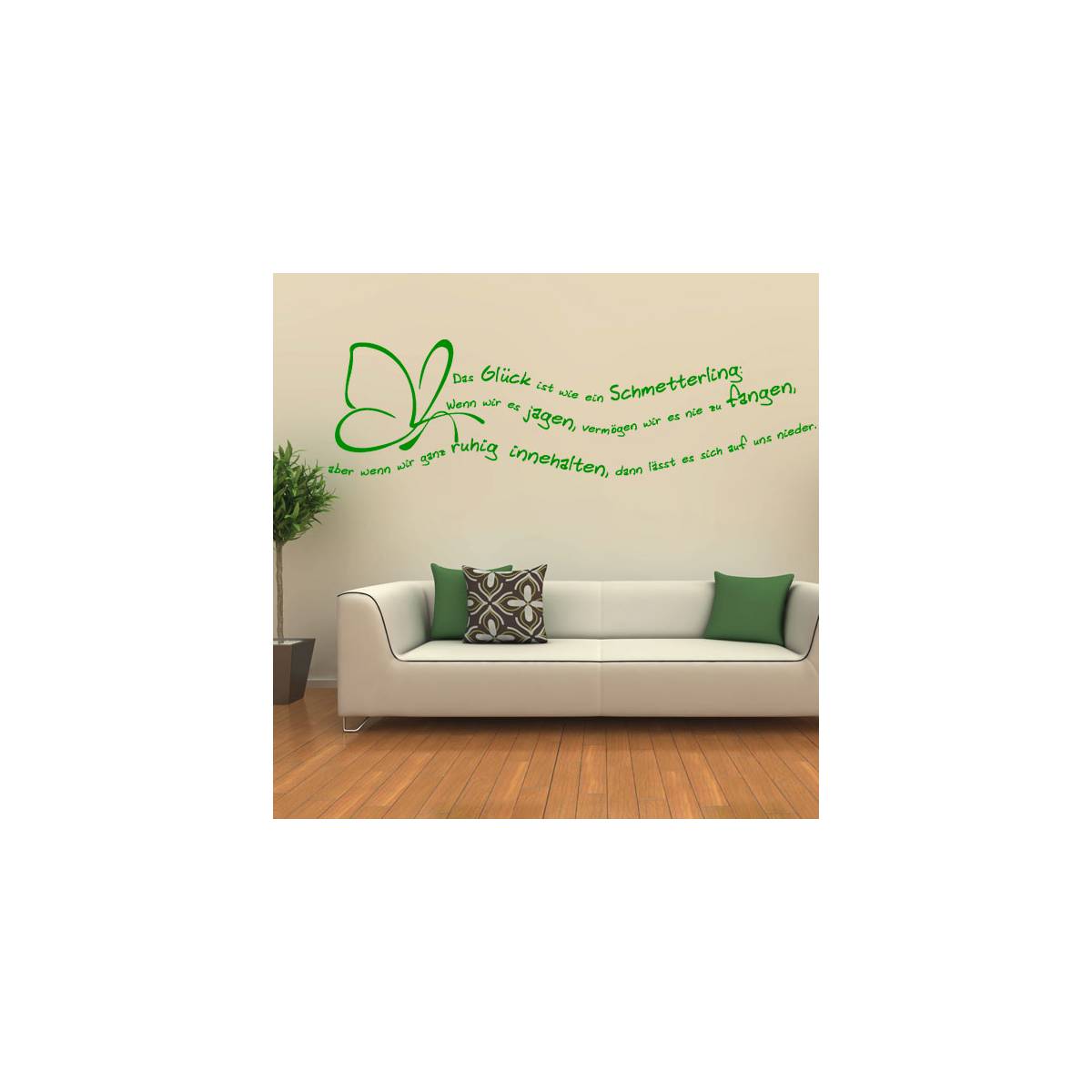 Wandtattoo Zitat Glück ist wie ein Schmetterling DruckundPlot.eu T