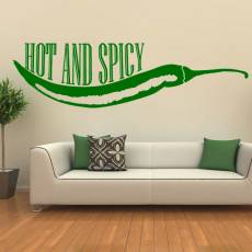 Wandtattoo Zitat Chili Schote - Hot and spicy